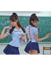 【即納】水色ブルー　女学生制服　背中見せ　プリーツスカート　コスプレ☆tk-xx8060