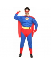 ハロウィン仮装 コスチューム コスプレ スーパーマン 4点セット 筋肉ジャンプスーツ+マント+アイマスク+ウエストバンド hw0016-24