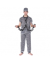 ハロウィン仮装 コスチューム コスプレ 囚人 3点セット 帽子+トップス+パンツ hw0025-1