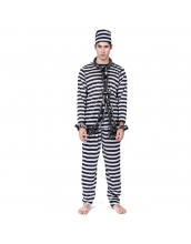 ハロウィン仮装 コスチューム コスプレ 囚人 3点セット 帽子+トップス+パンツ（道具別売） hw0025-2