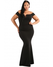 ブラック 大きいサイズ 袖 コラム ドレス lc61613-2