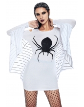 ホワイト 蜘蛛網 ジャージー チュニック ドレス cc89052-1