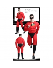 スーパーマン コスチューム 筋肉ジャンプスーツ+アイマスク 2点セット qx10005-14