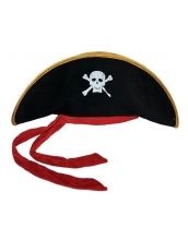 パイレーツ・オブ・カリビアン コスプレ小道具 海賊帽子 レッド帯 髑髏 qx10019-2