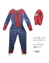 スパイダーマン コスチューム 7-9歳児 ジャンプスーツ+フードマスク 2点セット qx10029-2