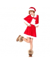 クリスマス コスチューム レディースサンタ ドレス+ショール+帽子 3点セット qx10040-3