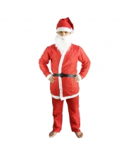 クリスマス コスチューム サンタクロース 帽子+口髭+トップス+ベルト+パンツ 5点セット qx10040-7