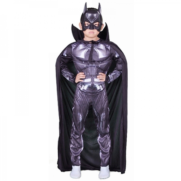 バットマン コスチューム 4-6歳児 筋肉ジャンプスーツ+マント+マスク 3点セット qx10149-1