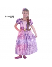 塔の上のラプンツェル コスチューム ドレス ロングパープル 8-10歳児 qx10070-12